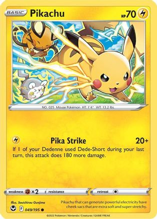 Pikachu 049/195 SWSH12 Silver Tempest - Common