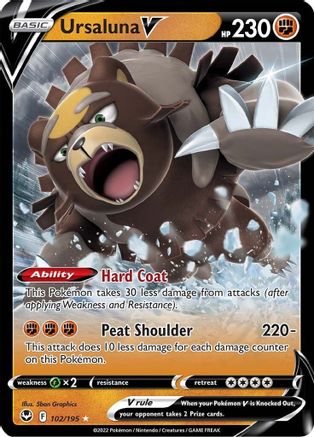 Ursaluna V 102/195 - Holofoil SWSH12 Silver Tempest - Ultra Rare