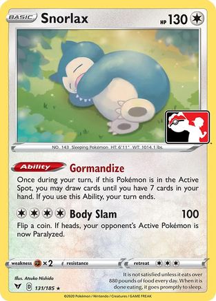 Snorlax 131/185 - Holofoil Prize Pack Series Cards - Rare
