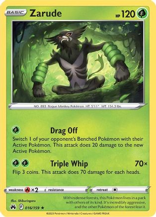 Zarude 016/159 - Reverse Holofoil Crown Zenith - Holo Rare