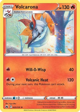 Volcarona 025/159 - Reverse Holofoil Crown Zenith - Rare