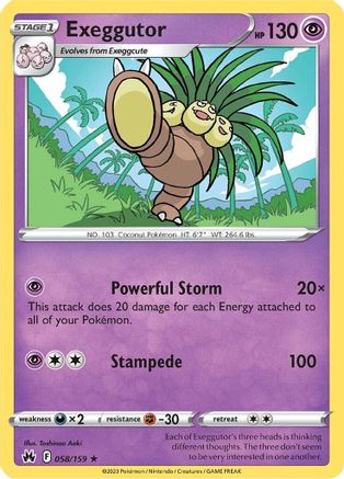 Exeggutor 058/159 - Reverse Holofoil Crown Zenith - Rare