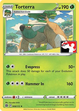 Torterra 008/172 - Holofoil Prize Pack Series Cards - Rare