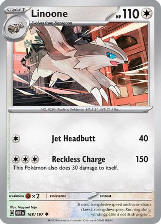 Linoone 168/197 - Reverse Holofoil SV03 Obsidian Flames - Uncommon