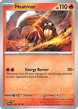 Heatmor 039/197 - Reverse Holofoil SV03 Obsidian Flames - Common