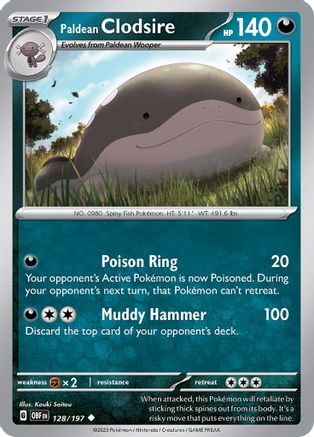 Paldean Clodsire 128/197 - Reverse Holofoil SV03 Obsidian Flames - Uncommon