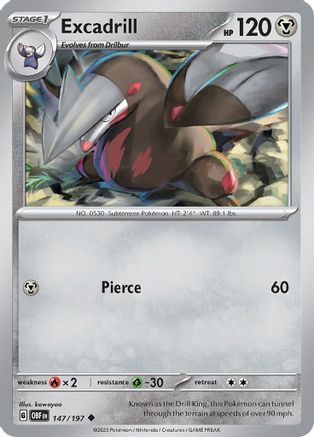 Excadrill 147/197 SV03 Obsidian Flames - Uncommon