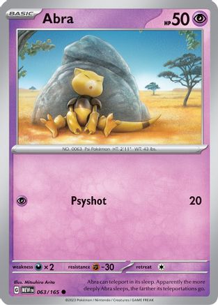 Abra 063/165 - Reverse Holofoil SV Scarlet & Violet 151 - Common