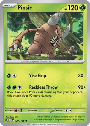 Pinsir 127/165 - Reverse Holofoil SV Scarlet & Violet 151 - Uncommon