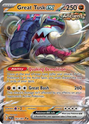 Great Tusk ex 053/091 - Holofoil SV Paldean Fates - Double Rare
