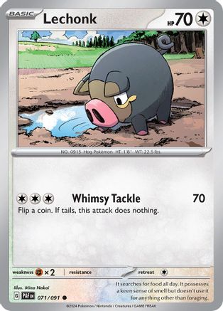 Lechonk 071/091 - Reverse Holofoil SV Paldean Fates - Common