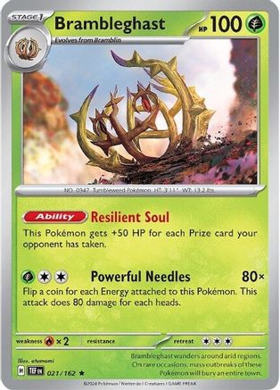 Brambleghast 021/162 - Reverse Holofoil SV05 Temporal Forces - Rare
