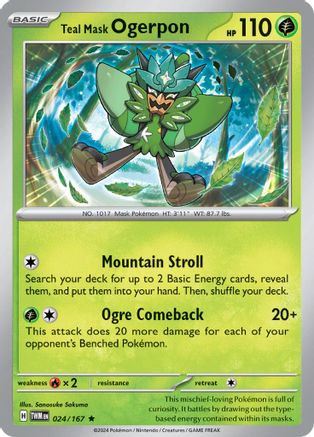 Teal Mask Ogerpon 024/167 - Reverse Holofoil SV06 Twilight Masquerade - Rare