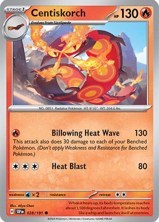 Centiskorch 028/191 - Reverse Holofoil SV08 Surging Sparks - Common