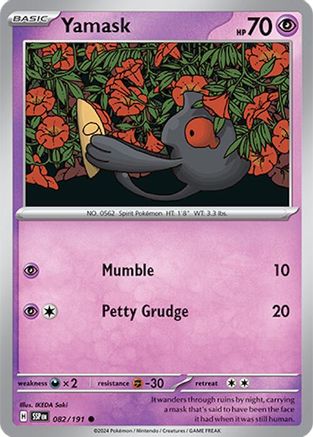 Yamask 082/191 - Reverse Holofoil SV08 Surging Sparks - Common
