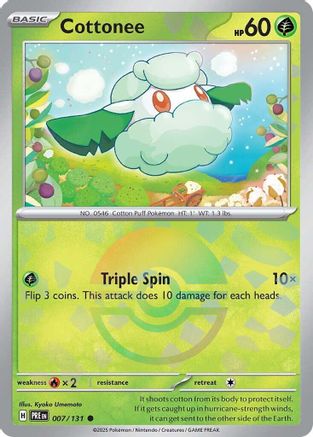 Cottonee (Poke Ball Pattern) 007/131 - Holofoil SV Prismatic Evolutions - Common