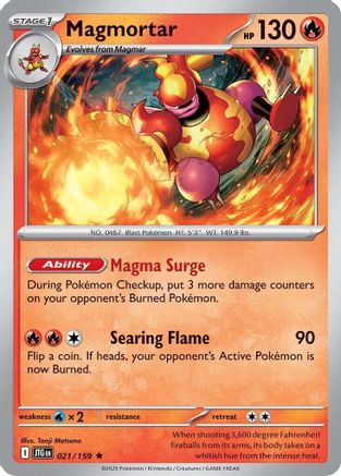 Magmortar 021/159 - Reverse Holofoil SV09 Journey Together - Rare