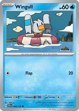 Wingull 038/159 - Reverse Holofoil SV09 Journey Together - Common