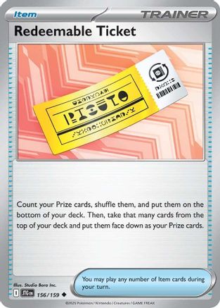 Redeemable Ticket 156/159 - Reverse Holofoil SV09 Journey Together - Uncommon