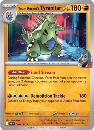 Team Rocket's Tyranitar 096 SV10 Destined Rivals - Rare