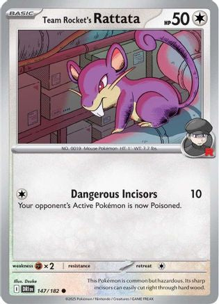 Team Rocket's Rattata 147/182 - Reverse Holofoil SV10 Destined Rivals - Common