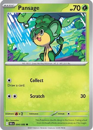 Pansage 004/086 - Reverse Holofoil SV Black Bolt - Common