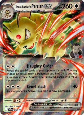 Team Rocket's Persian ex 218 - Holofoil SV Scarlet & Violet Promo Cards - Promo