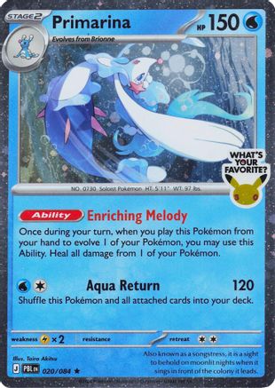 Primarina 020/084 - Holofoil Miscellaneous Cards & Products - Rare