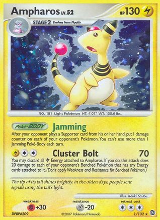 Ampharos 001 - Reverse Holofoil Secret Wonders - Holo Rare