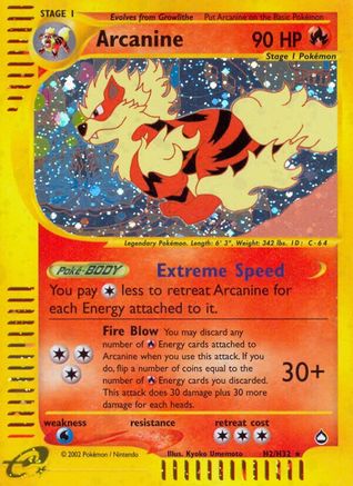 Arcanine (H2) 0H2 - Holofoil Aquapolis - Holo Rare