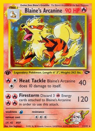 Blaine's Arcanine 001/132 - 1st Edition Holofoil Gym Challenge - Holo Rare