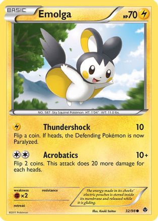 Emolga 032 - Reverse Holofoil Emerging Powers - Common