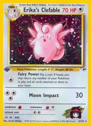 Erika's Clefable 003/132 - 1st Edition Holofoil Gym Heroes - Holo Rare
