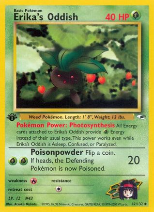 Erika's Oddish (47) 047/132 - 1st Edition Gym Heroes - Uncommon
