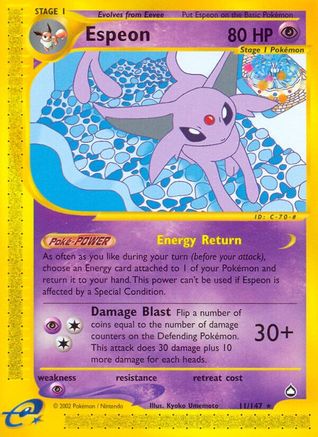 Espeon 011 - Reverse Holofoil Aquapolis - Rare