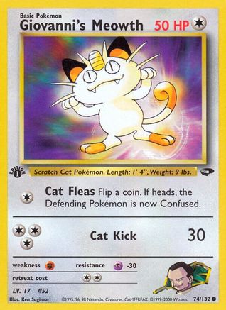 Giovanni's Meowth (74) 074/132 - 1st Edition Gym Challenge - Common