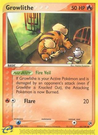 Growlithe 065/100 - Reverse Holofoil Sandstorm - Common