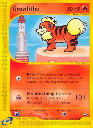 Growlithe (80) 080 - Reverse Holofoil Aquapolis - Common