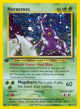 Heracross 006/111 - Unlimited Holofoil Neo Genesis - Holo Rare
