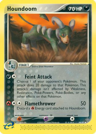 Houndoom 034/97 - Reverse Holofoil Dragon - Uncommon
