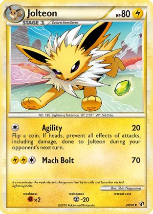 Jolteon 028/90 - Reverse Holofoil Undaunted - Uncommon