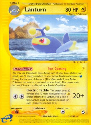 Lanturn (21) 021 - Reverse Holofoil Aquapolis - Rare