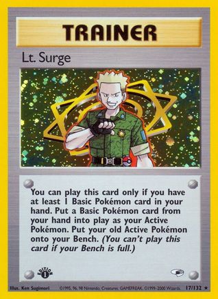Lt. Surge (17) 017/132 - Unlimited Holofoil Gym Heroes - Holo Rare