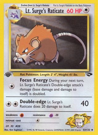 Lt. Surge's Raticate 053/132 - 1st Edition Gym Challenge - Uncommon