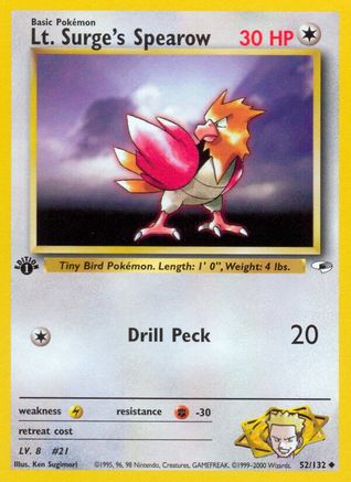 Lt. Surge's Spearow (52) 052/132 - 1st Edition Gym Heroes - Uncommon