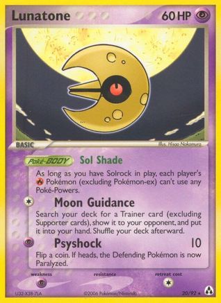 Lunatone 020 - Reverse Holofoil Legend Maker - Rare