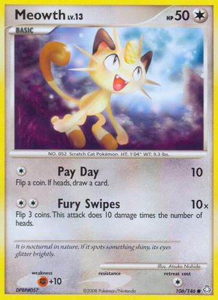 Meowth 106/146 - Reverse Holofoil Legends Awakened - Common