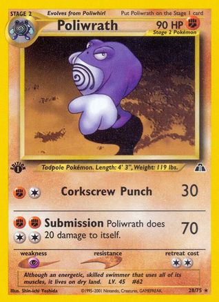 Poliwrath (28) 028/75 - 1st Edition Neo Discovery - Rare