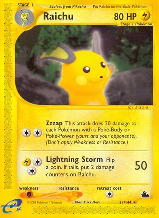Raichu (27) 027 - Reverse Holofoil Skyridge - Rare