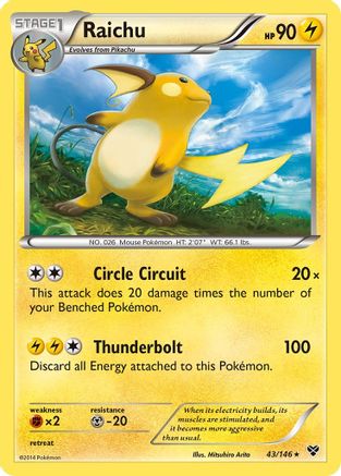 Raichu 043 - Holofoil XY Base Set - Holo Rare